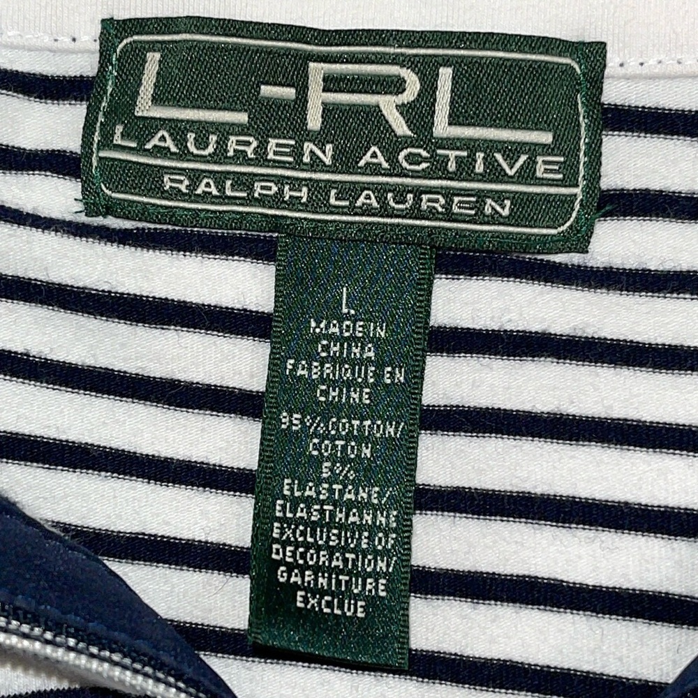 COPY - LAUREN RALPH LAUREN Blue Striped T Shirt Logo Chest Sz. L - Picture 11 of 16